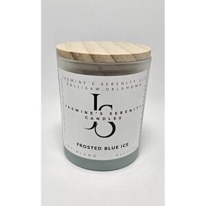 6oz.Candle W/Cotton Wick, "Frosted Blue Ice" (Blue Cotton Candy Scent)